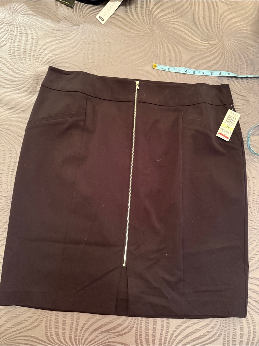 INC International Concepts Black Pencil Skirt with Front Zipper